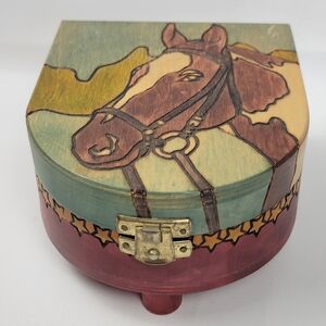 Enchanted World Of Boxes Horse Equestrian Wood Trinket Box Signed